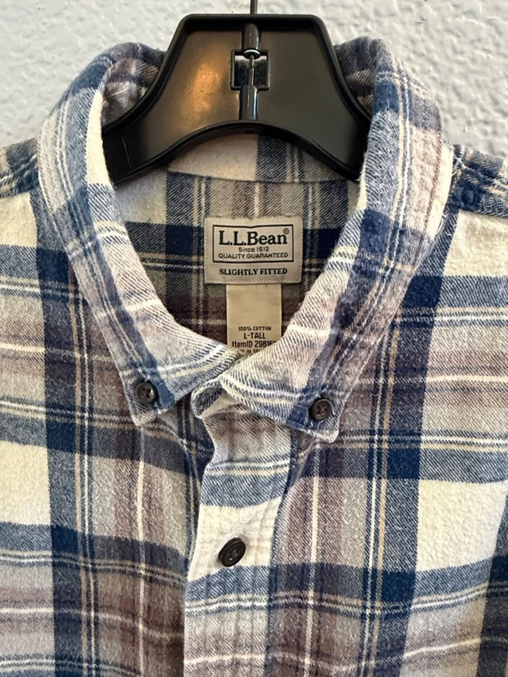 L.L.Bean Men’s Scotch Plaid Flannel Shirt Slightly Fitted Tall Large - Picture 4 of 8